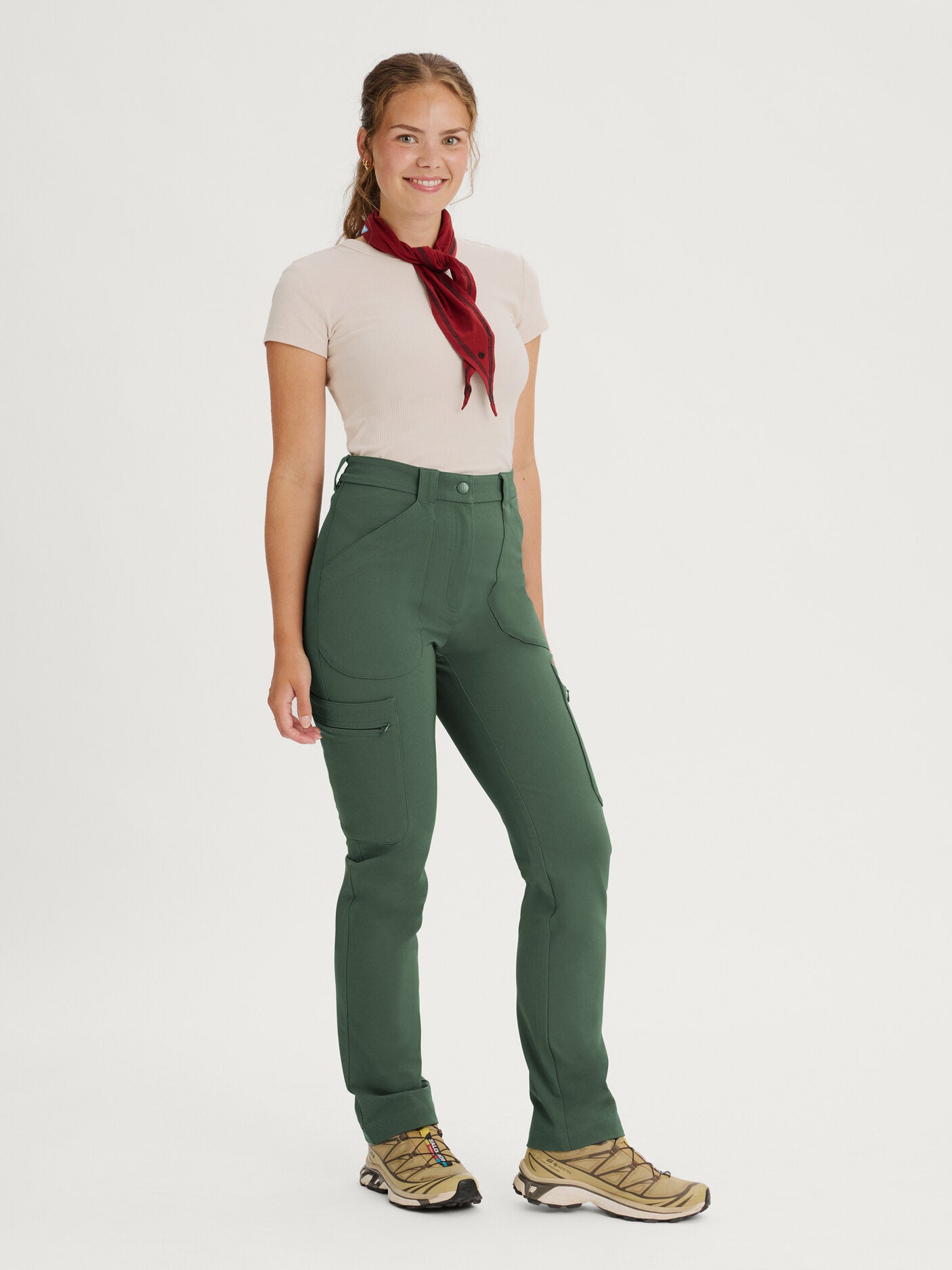 women's hiking pants stretchy waist green [[36 R - 167cm / 5'6'']]
