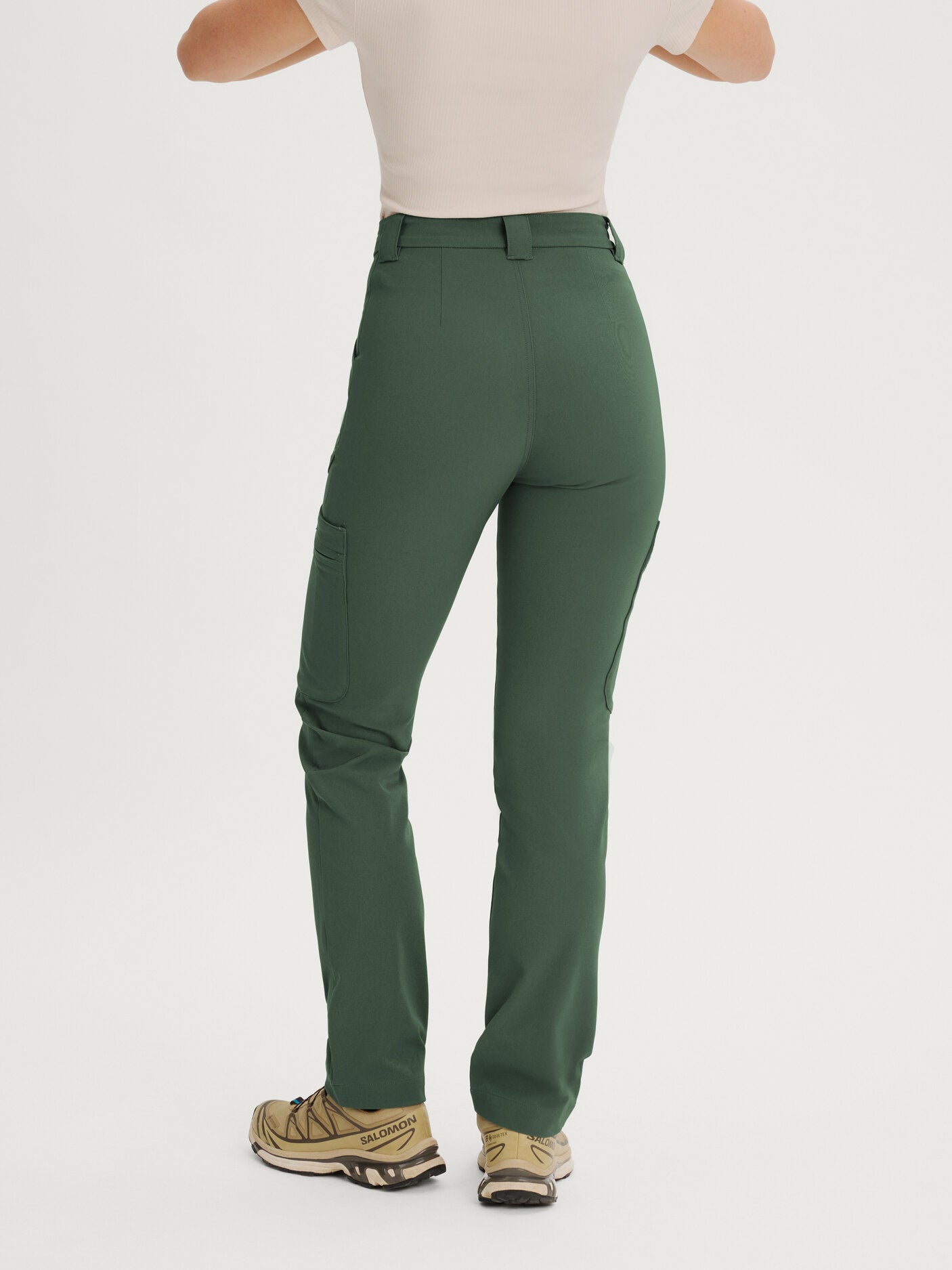 women's hiking pants stretchy waist green [[36 R - 167cm / 5'6'']]