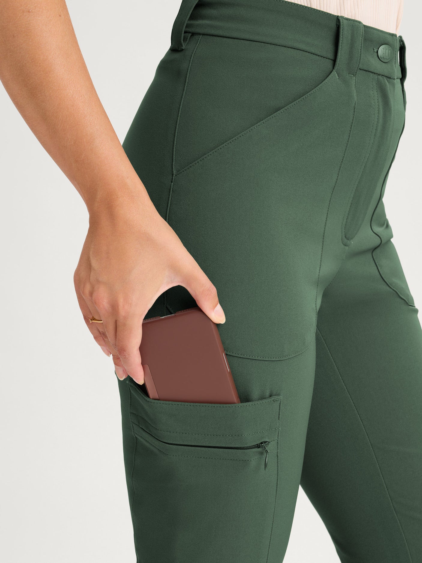 women's hiking pants stretchy waist green