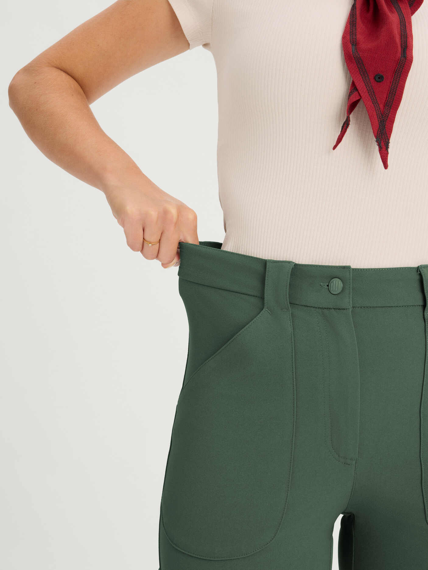 women's hiking pants stretchy waist green