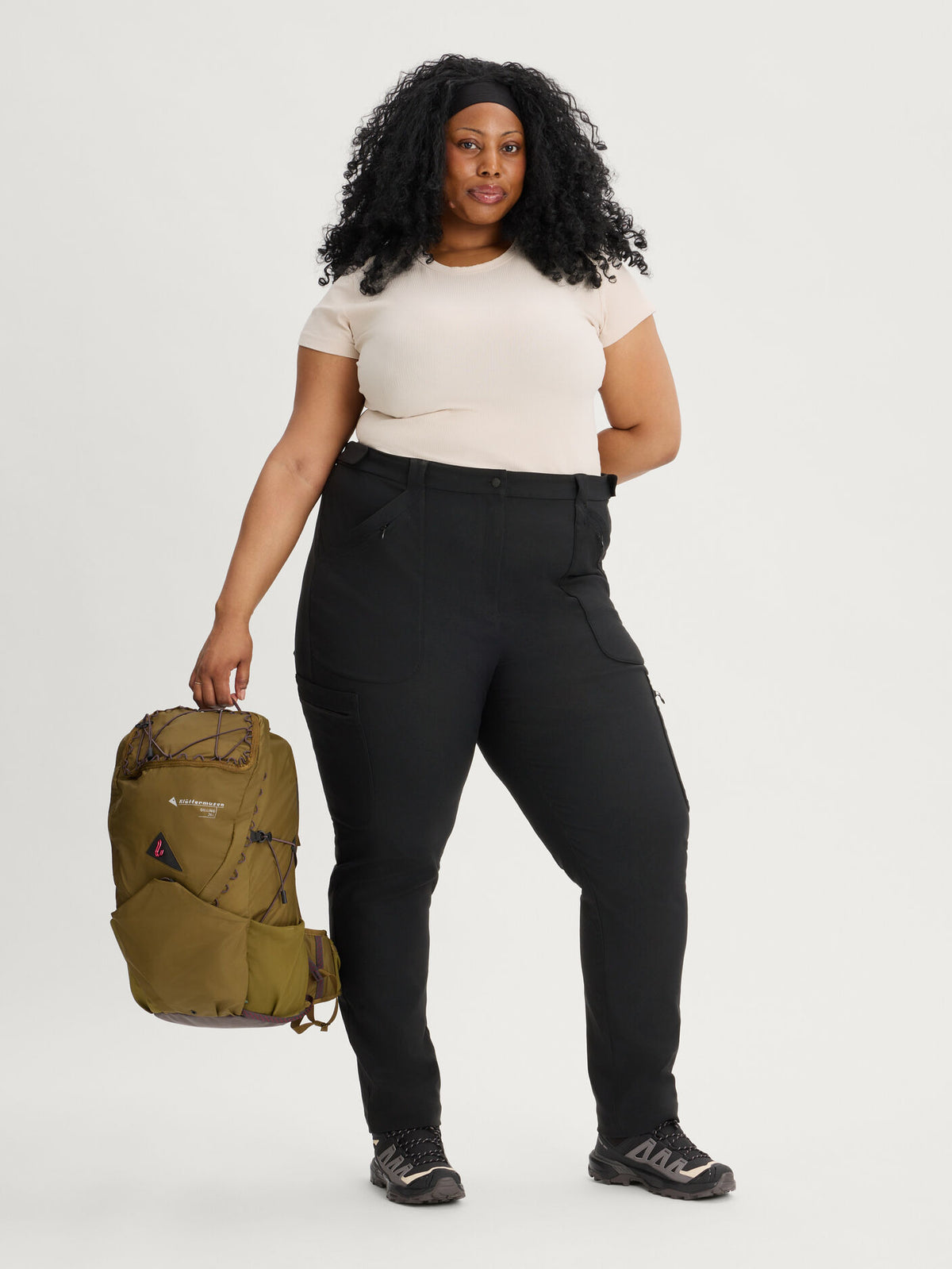 women's hiking pants adjustable waist black [[58 T - 181cm / 5'9'']]