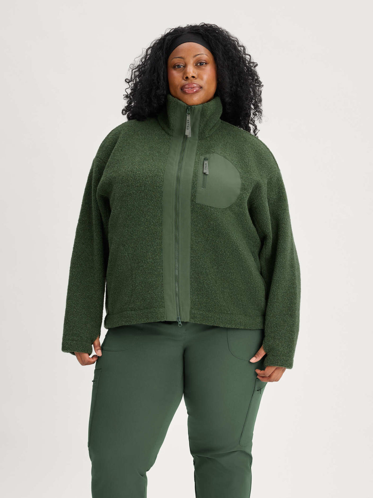 women's fleece jacket green [[5XL - 181cm / 5'9'']]