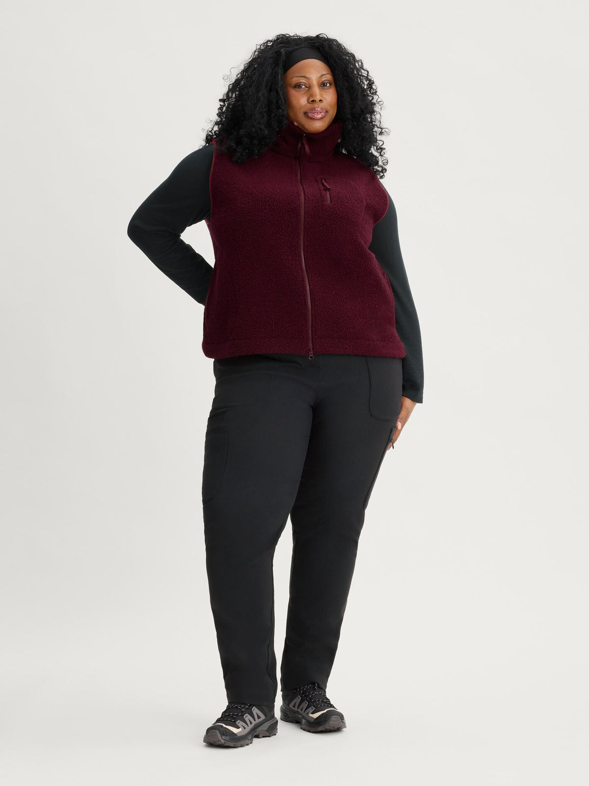 women's fleece vest burgundy [[5XL - 181cm / 5'9'']]