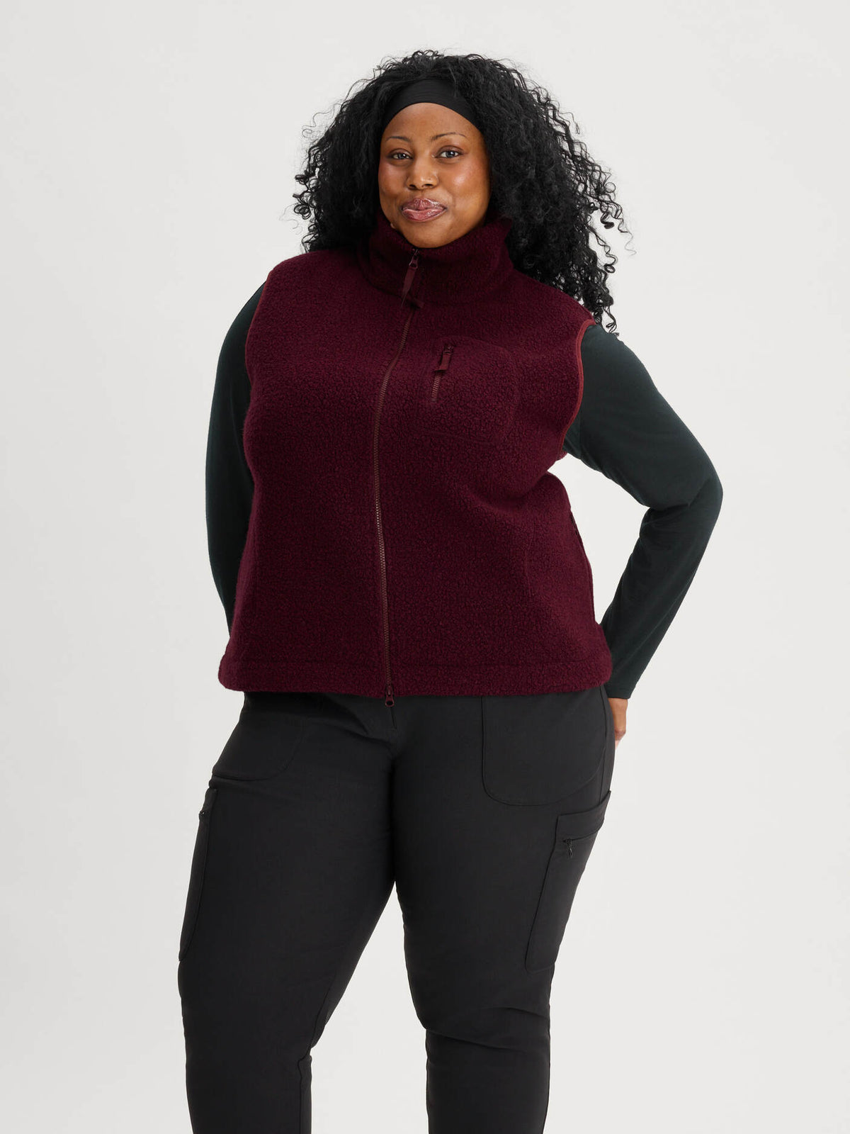 women's fleece vest burgundy