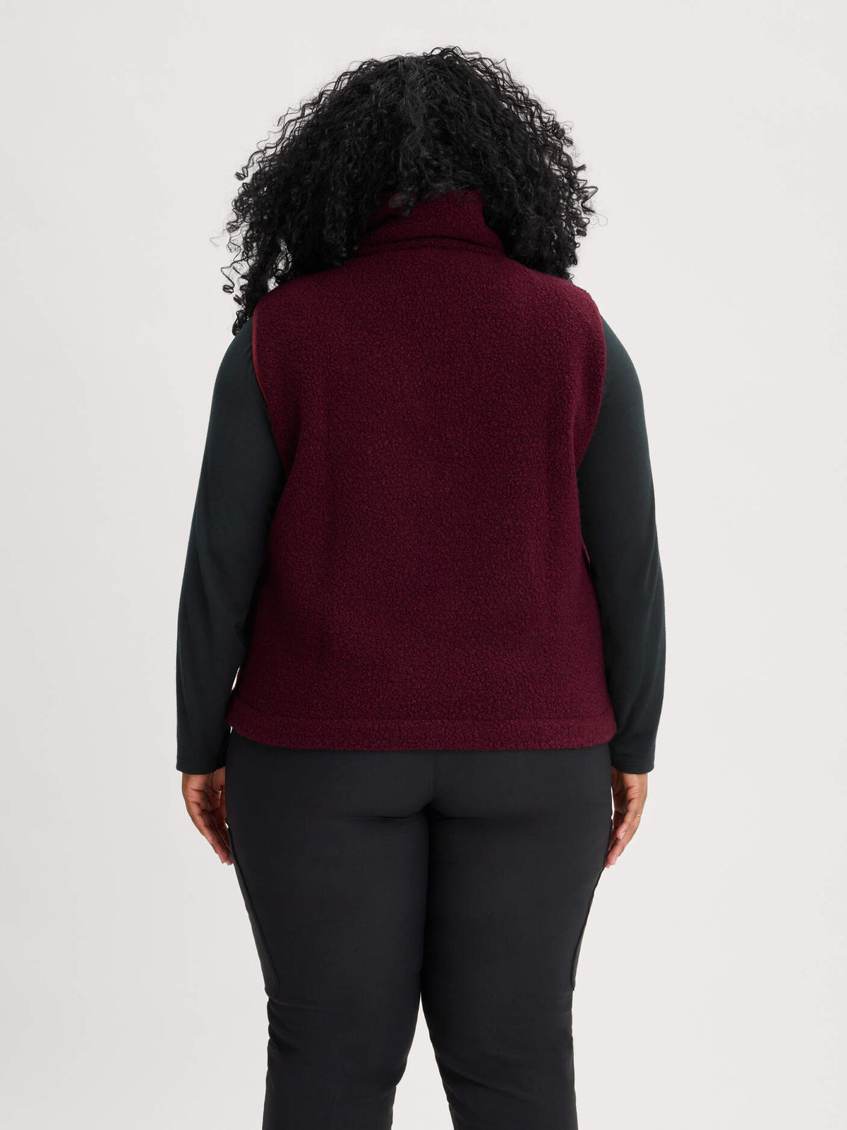 women's fleece vest burgundy [[5XL - 181cm / 5'9'']]