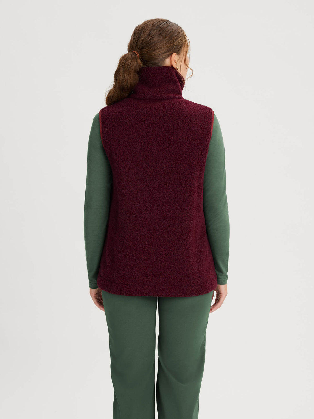 women's fleece vest burgundy [[S - 167cm / 5'6'']]