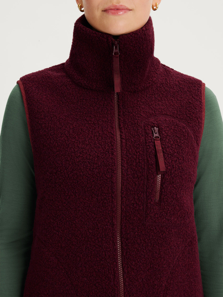 women's fleece vest burgundy