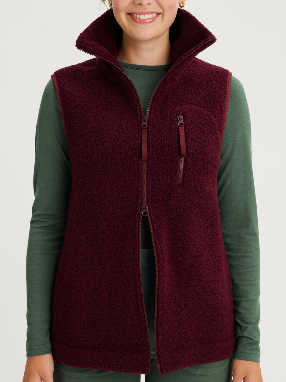 women's fleece vest burgundy