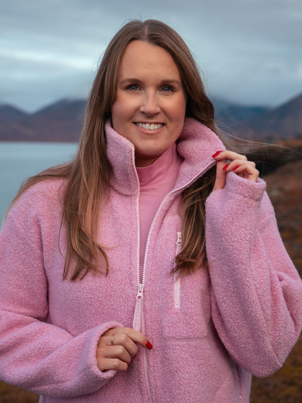 cecilia x wild women's fleece jacket pink [[L - 175cm / 5'9'']]