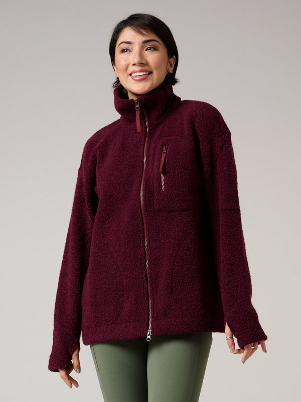 Astrid Wild fleecejacka dam i ull som både andas och är otroligt varm - Minna Minimalist. Färg Burgundy