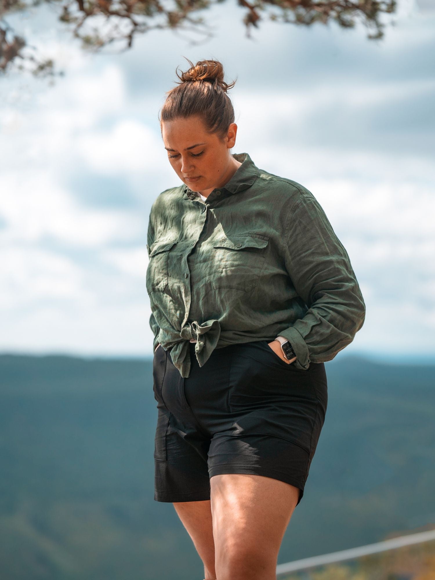 Vandringsshorts dam hög midja Svart