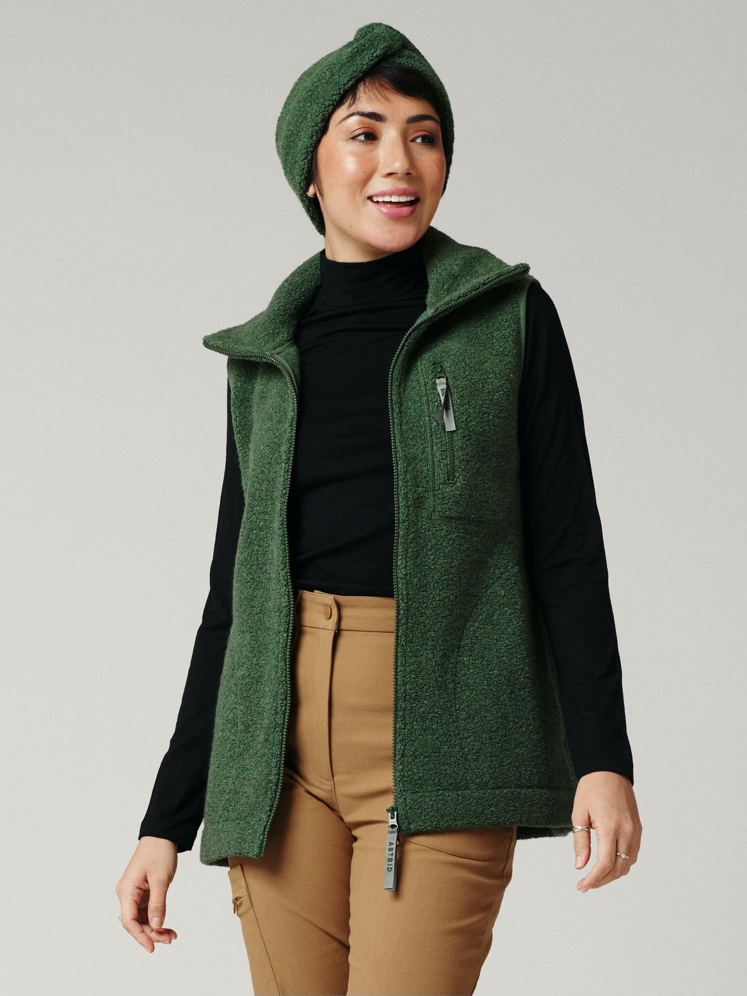 Minna Wool Fleece Vest Green