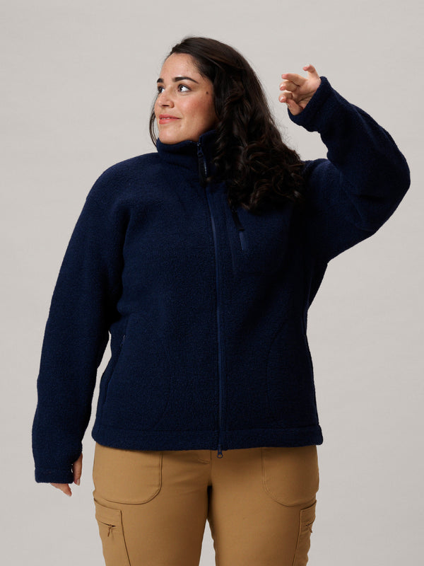 Minna Minimalist Wool Fleece Jacket Navy