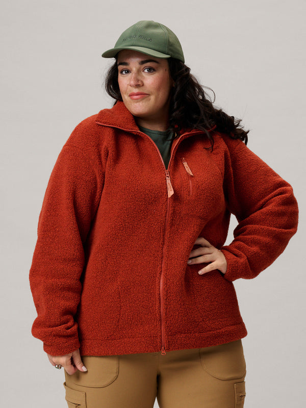 Minna Minimalist Wool Fleece Jacket Rust