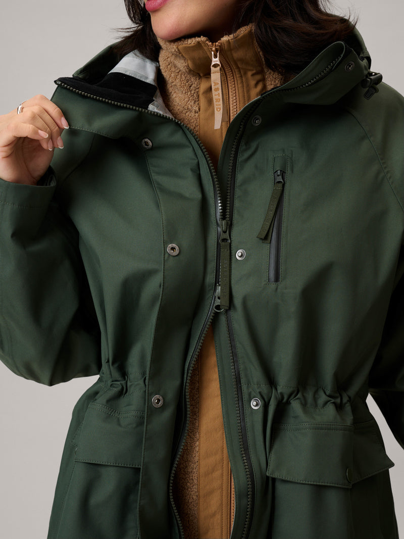 Women's Waterproof 3L Shell Jacket Green | Astrid Wild